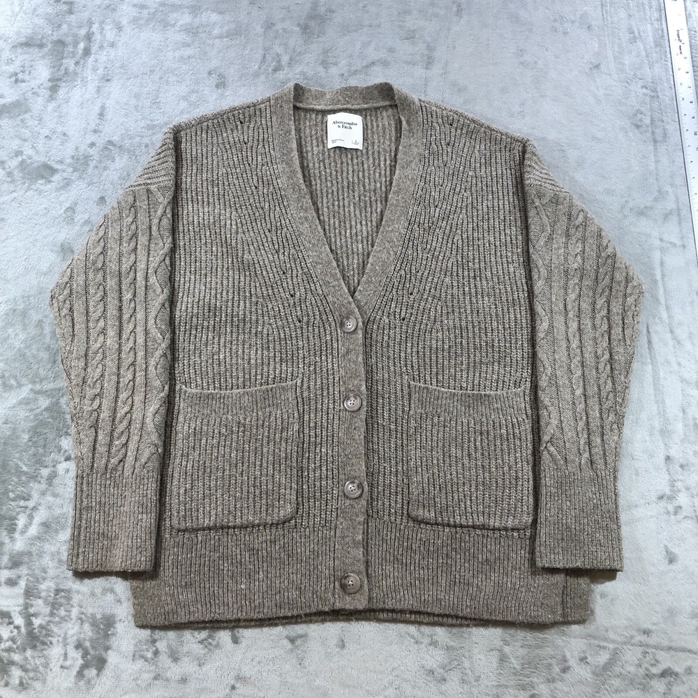 abercrombie fitch Cardigan Sweater Women's S Brown Knit Cable